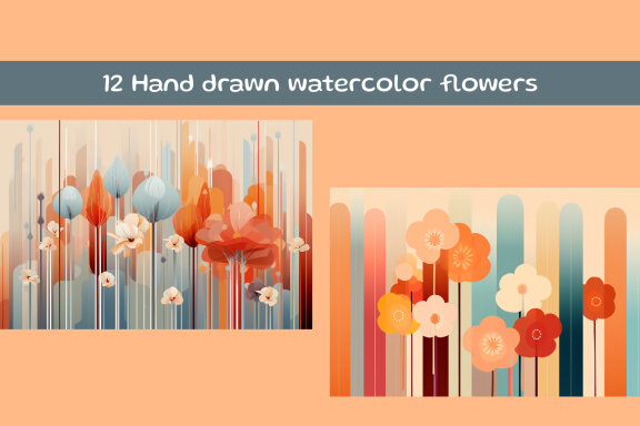 Hand drawn watercolor flowers