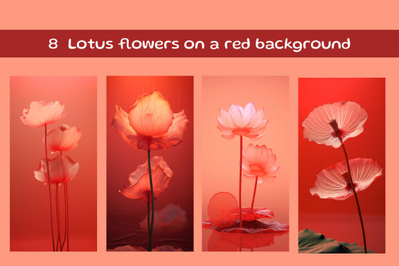 Lotus flowers on a red background