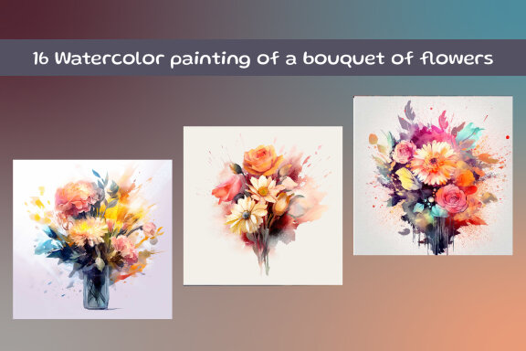 Watercolor painting of a bouquet of flowers