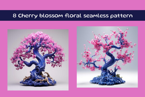 Cherry tree blooming illustration