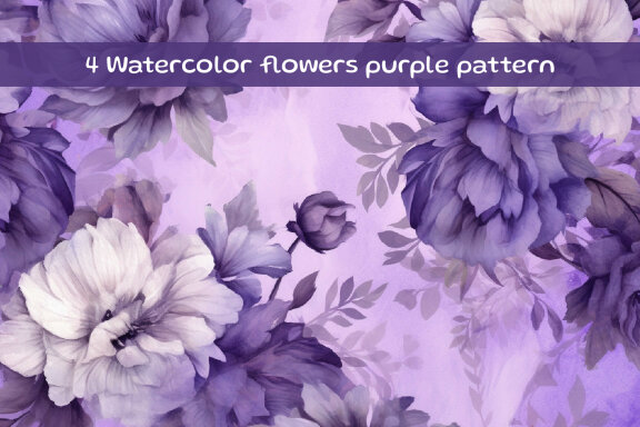 Watercolor flowers purple pattern
