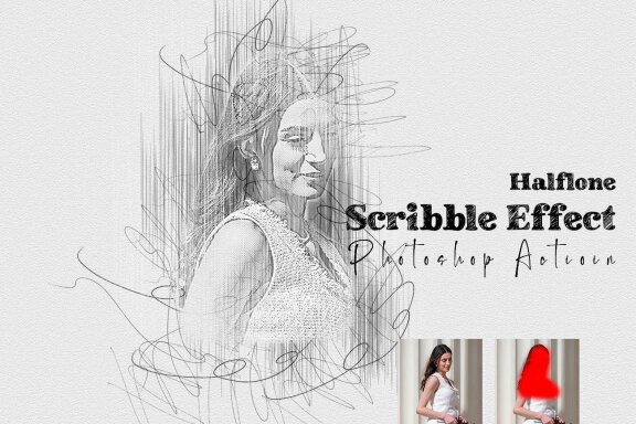 Halftone Scribble Effect Photoshop Action