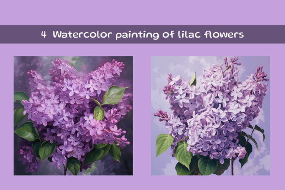 Watercolor painting of lilac flowers