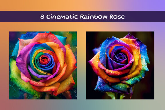 Cinematic Rainbow Rose AI image