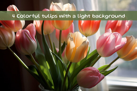 Colorful tulips with a black background