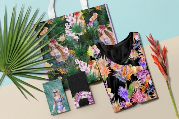 Watercolor tropical patterns