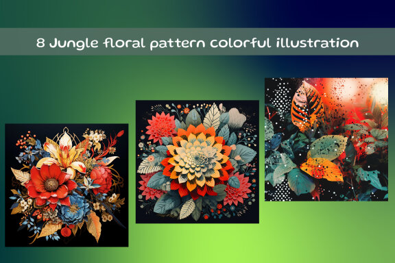 Jungle floral pattern colorful illustration