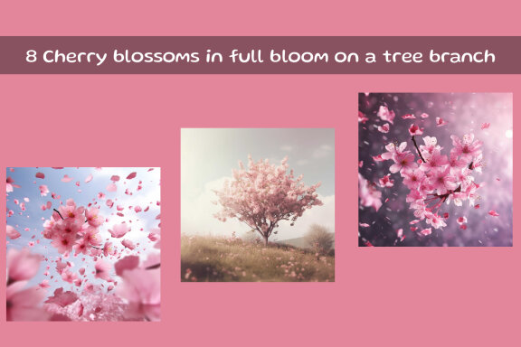 Cherry blossoms in full bloom on a tree branch