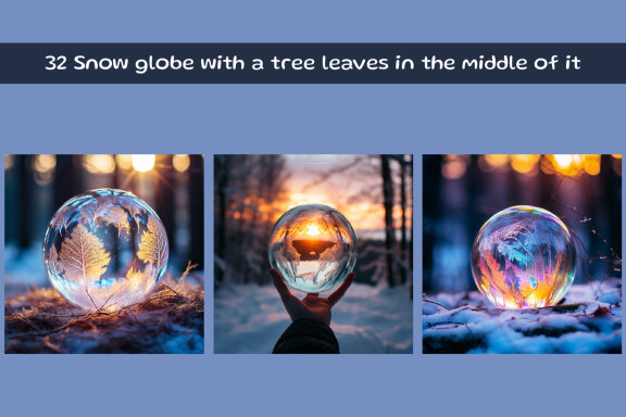 Snow globe with a tree leaves 