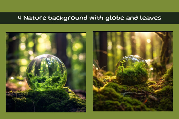 Nature background with globe and leaves