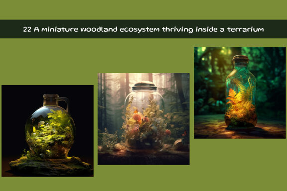 A miniature woodland ecosystem thriving inside a terrarium