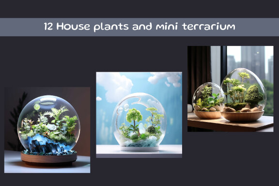 House plants and mini terrarium