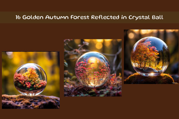 Golden Autumn Forest Reflected in Crystal Ball