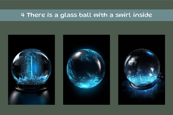 There is a glass ball with a swirl inside