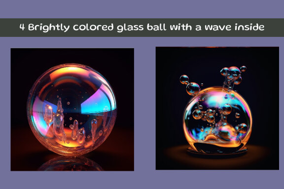 Brightly colored glass ball with a wave inside