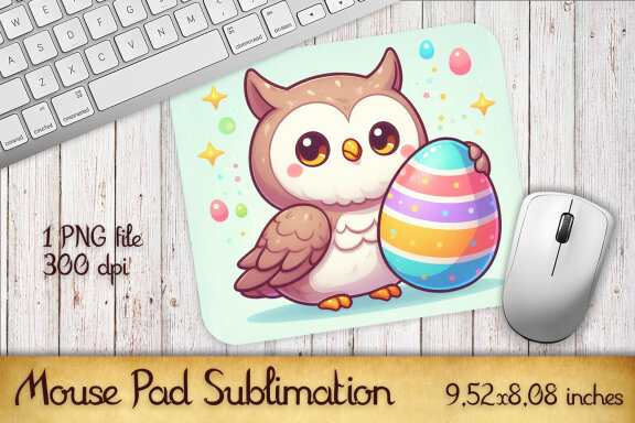 Easter Owl mouse pad sublimation