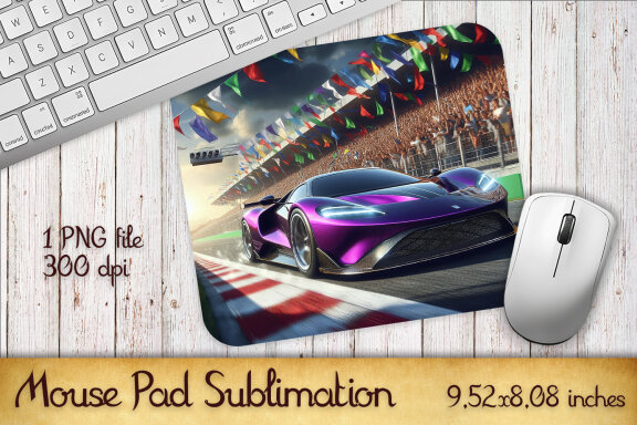 Purple Racing Car mouse pad sublimation