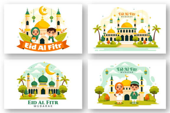 9 Happy Eid Al-Fitr Mubarak Illustration