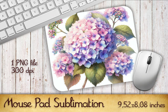 Hydrangea Mouse Pad Sublimation