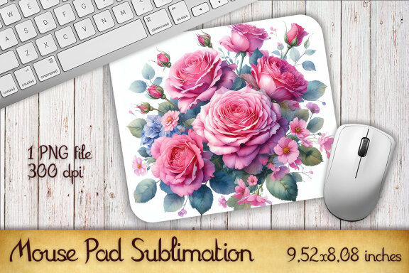 Rose Bouquet Mouse Pad Sublimation