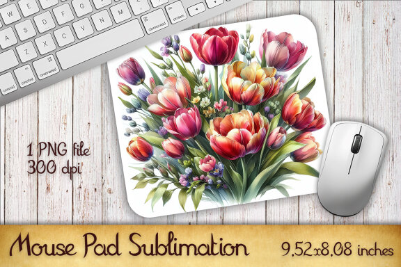 Tulips Mouse Pad Sublimation