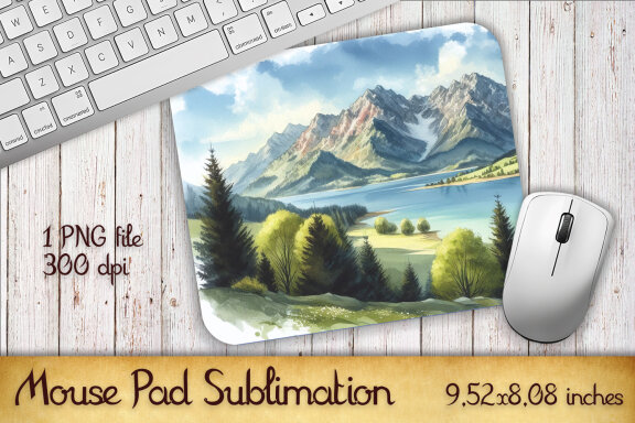 Watercolor Landscape Mouse Pad Sublimation