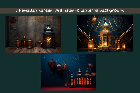Ramadan kareem with islamic lanterns background