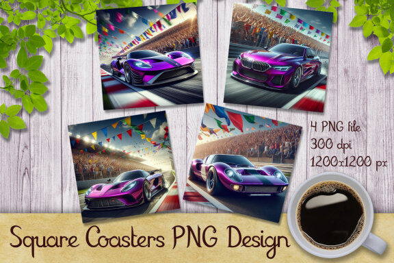 Purple Racing Car Coaster Designs