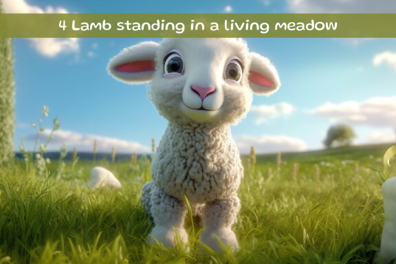 Lamb standing in a living meadow