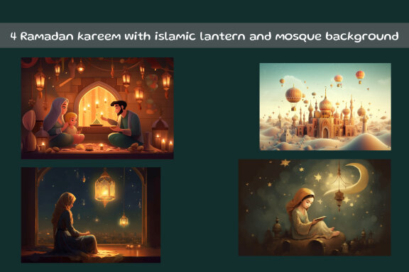 Ramadan kareem with islamic lantern background