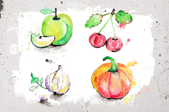 Free Watercolor Food Illustrations