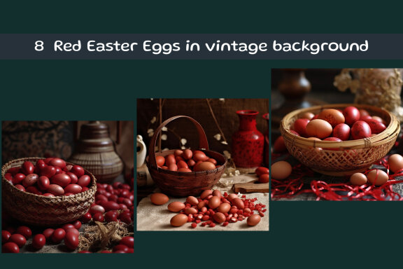 Red Easter Eggs in vintage background