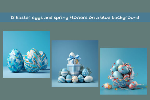 Easter eggs and spring flowers 