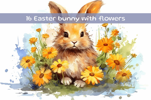 Easter bunny with flowers