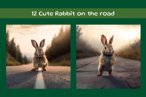 Cute Rabbit on the road