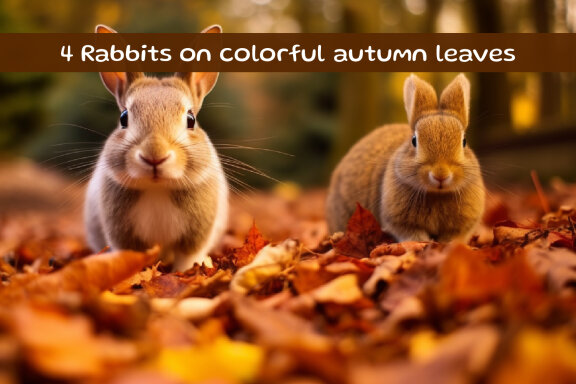 Rabbits on colorful autumn leaves
