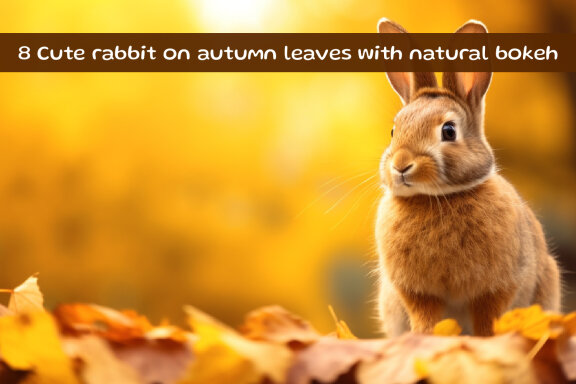 Cute little rabbit on autumn leaves with natural bokeh