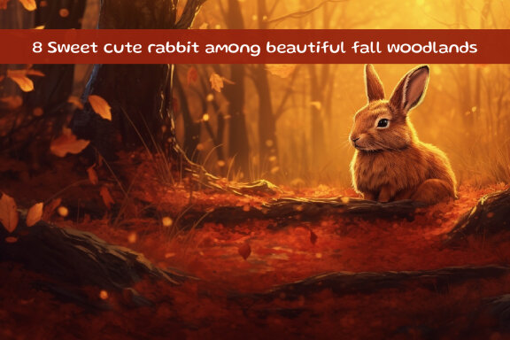 Sweet cute rabbit among beautiful fall woodlands