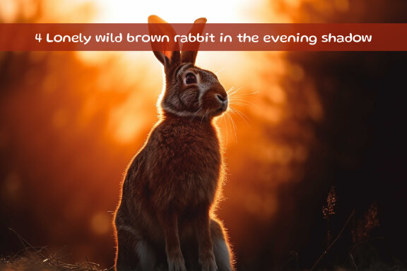 Lonely wild brown rabbit in the evening shadow
