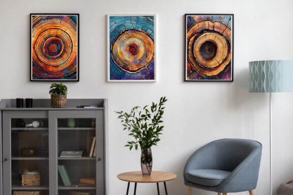 Wood Tree Rings Wall Art Poster Bundle
