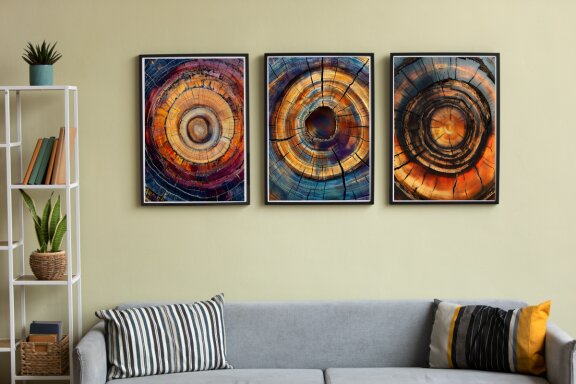 Wood Tree Rings Wall Art Poster Bundle