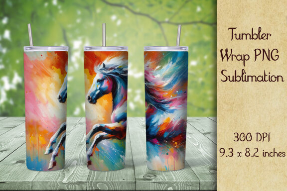 Colorful Horse Tumbler Wrap Sublimation