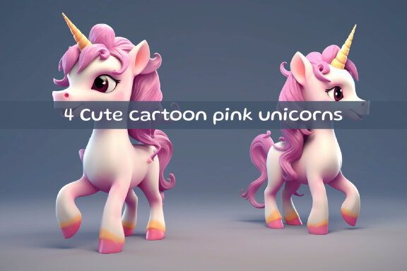 Cute cartoon pink unicorns