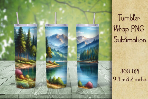 Mountain Lake Tumbler Wrap Sublimation