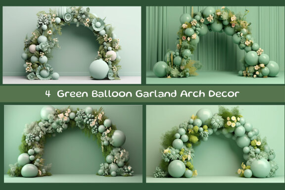 Green Balloon Garland Arch Decor