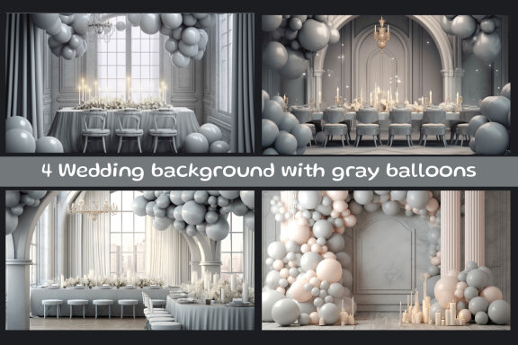 Wedding background with gray balloons