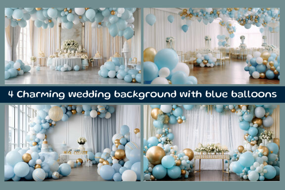 Charming wedding background with blue balloons