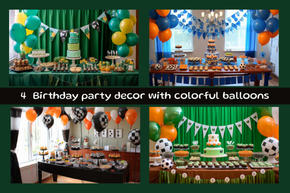 Birthday party decor with colorful balloons