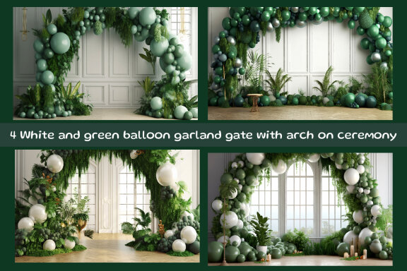 White Balloon garland gate with arch on ceremony