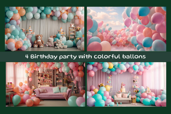Birthday party with colorful ballons